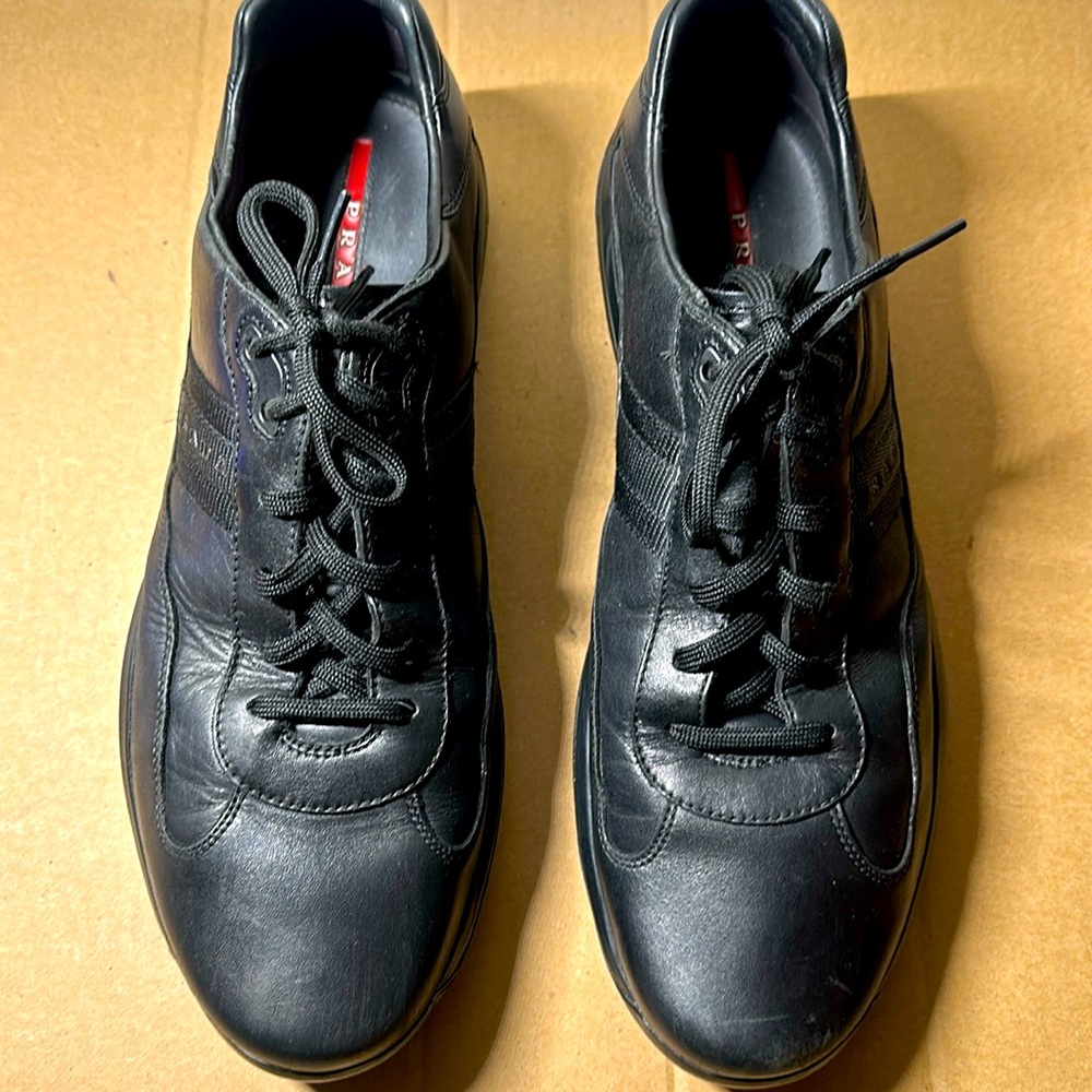 Men classic Prada black leather size 13